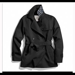Black coach trench coat like new condition